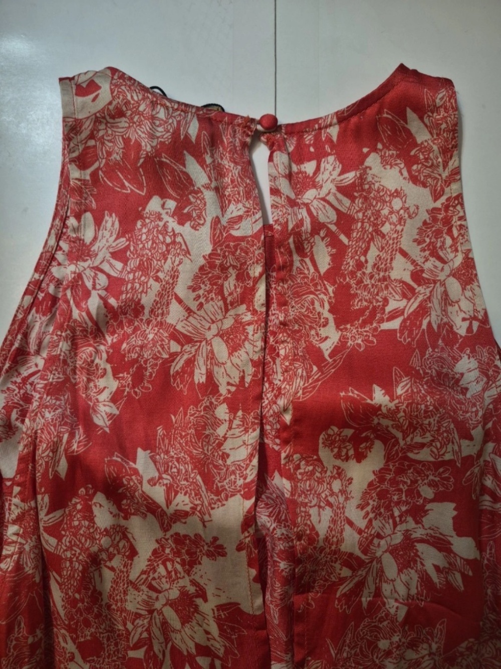 Knot Sisters Viscose DRESS red ivory NWT S halter mini soft Aline - Picture 8 of 12